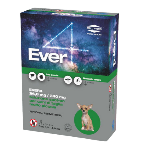 Antiparassitario per cani EVER4 Spot-On Cane XS (1,5 – 4kg)– 4 Pipette